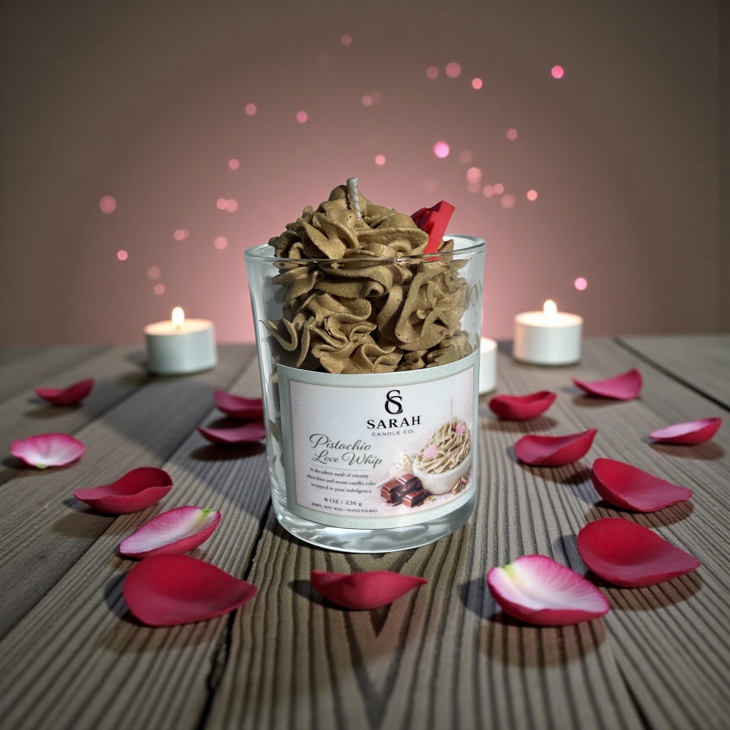 Pistachio Love Whip–Sweet Dessert Soy Candle, Whipped Wax, Valentine’s Day Gift-8oz