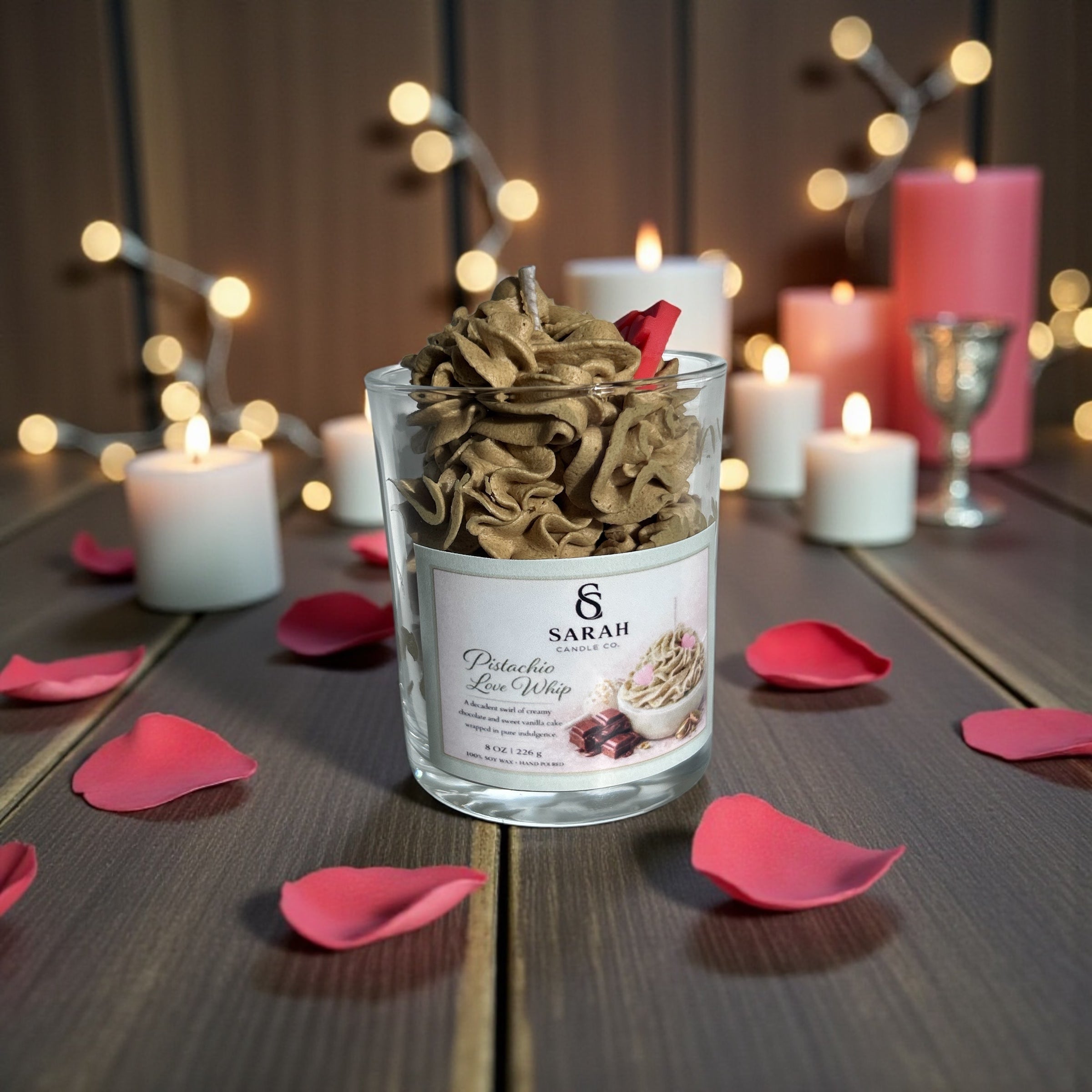 Pistachio Love Whip–Sweet Dessert Soy Candle, Whipped Wax, Valentine’s Day Gift-8oz