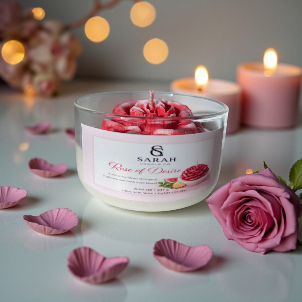 Rose of Desire – Sensual Rose Soy Candle, Romantic Valentine’s Day Gift-8.29oz