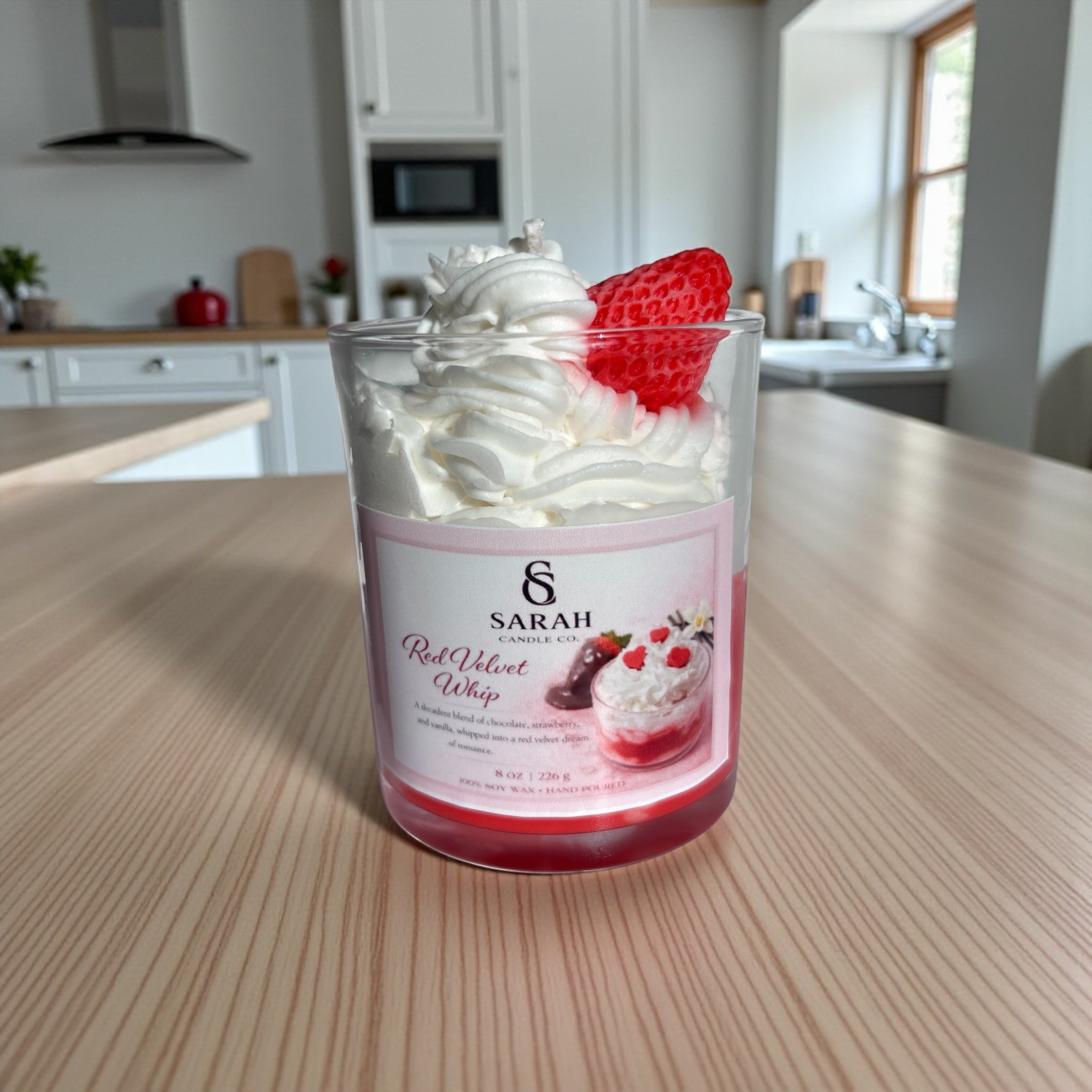 Red Velvet Whip-Romantic Dessert Soy Candle, Whipped Wax, Sweet Valentine Gift
-8oz