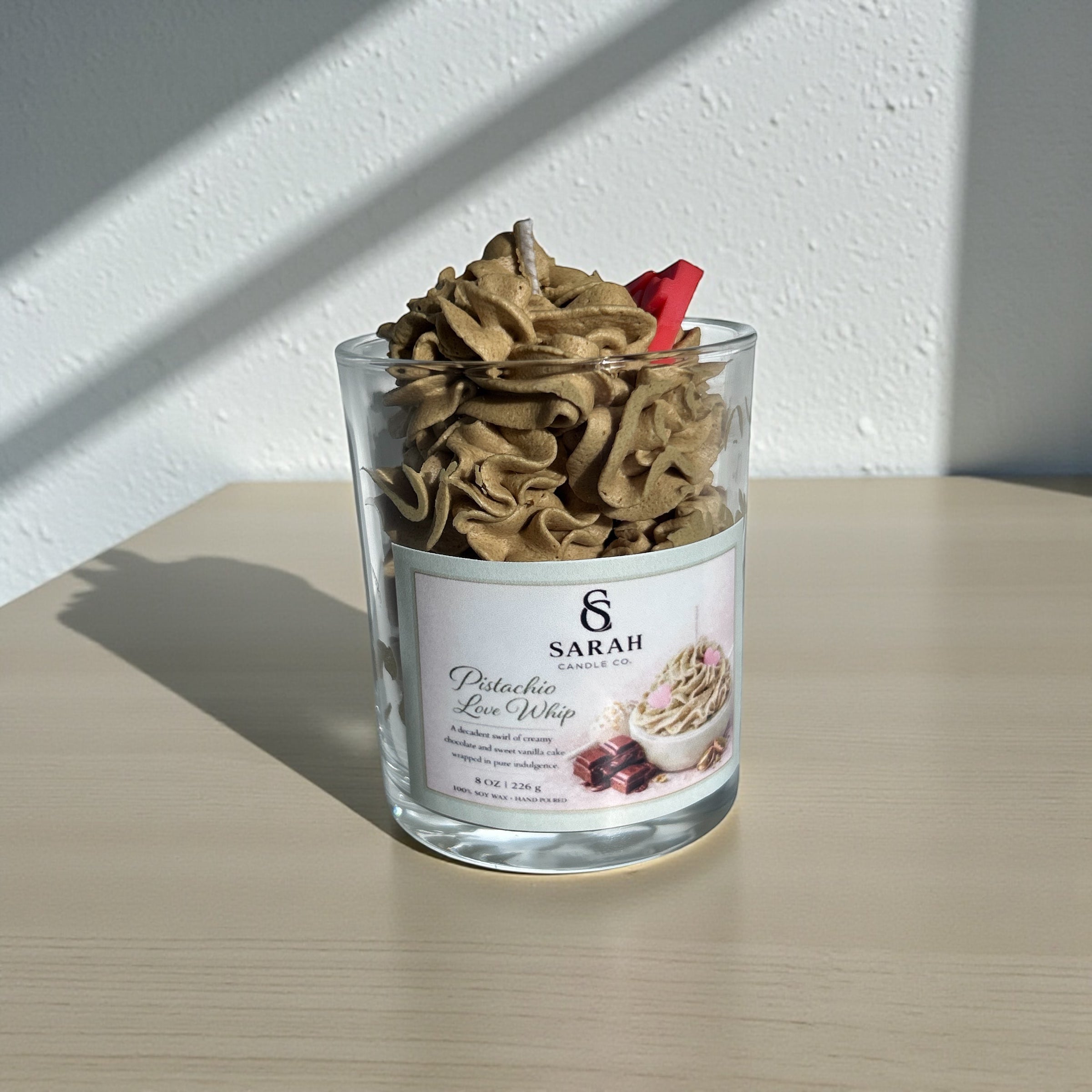 Pistachio Love Whip–Sweet Dessert Soy Candle, Whipped Wax, Valentine’s Day Gift-8oz
