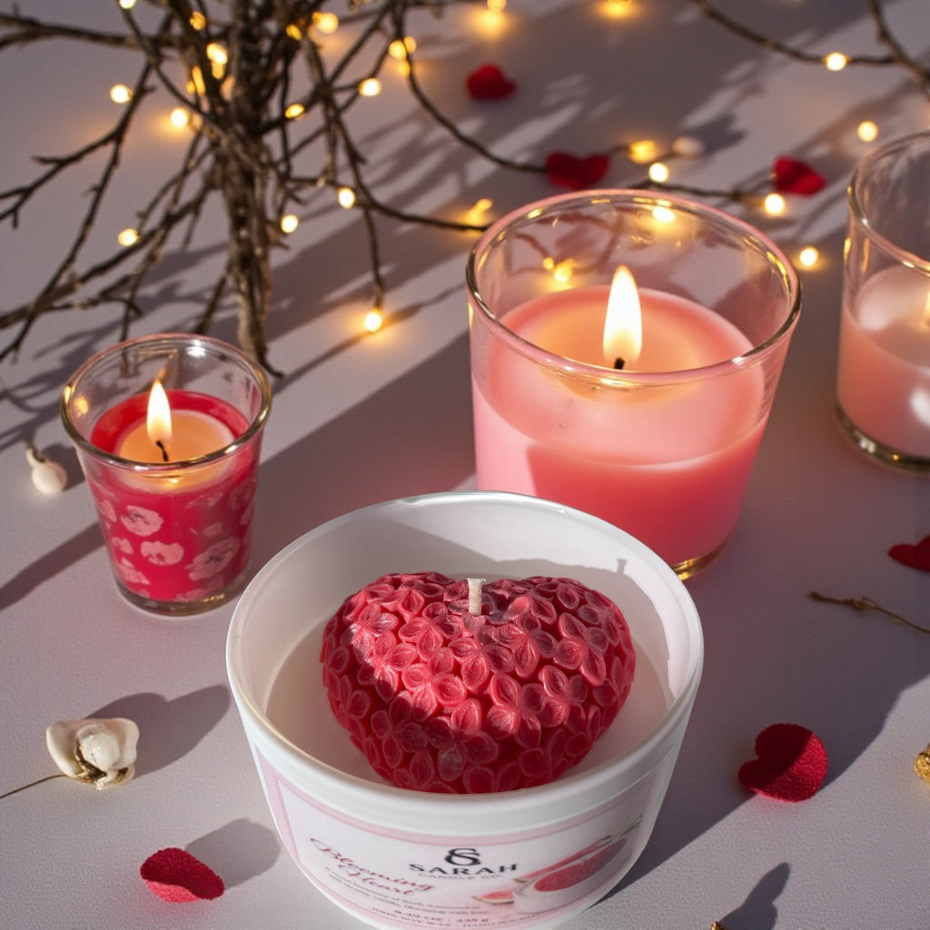 Love & Glow Valentine Gift Box – Luxury Candle Gift Set for Her, Romantic Valentine’s Day Box, Handmade Soy Candles