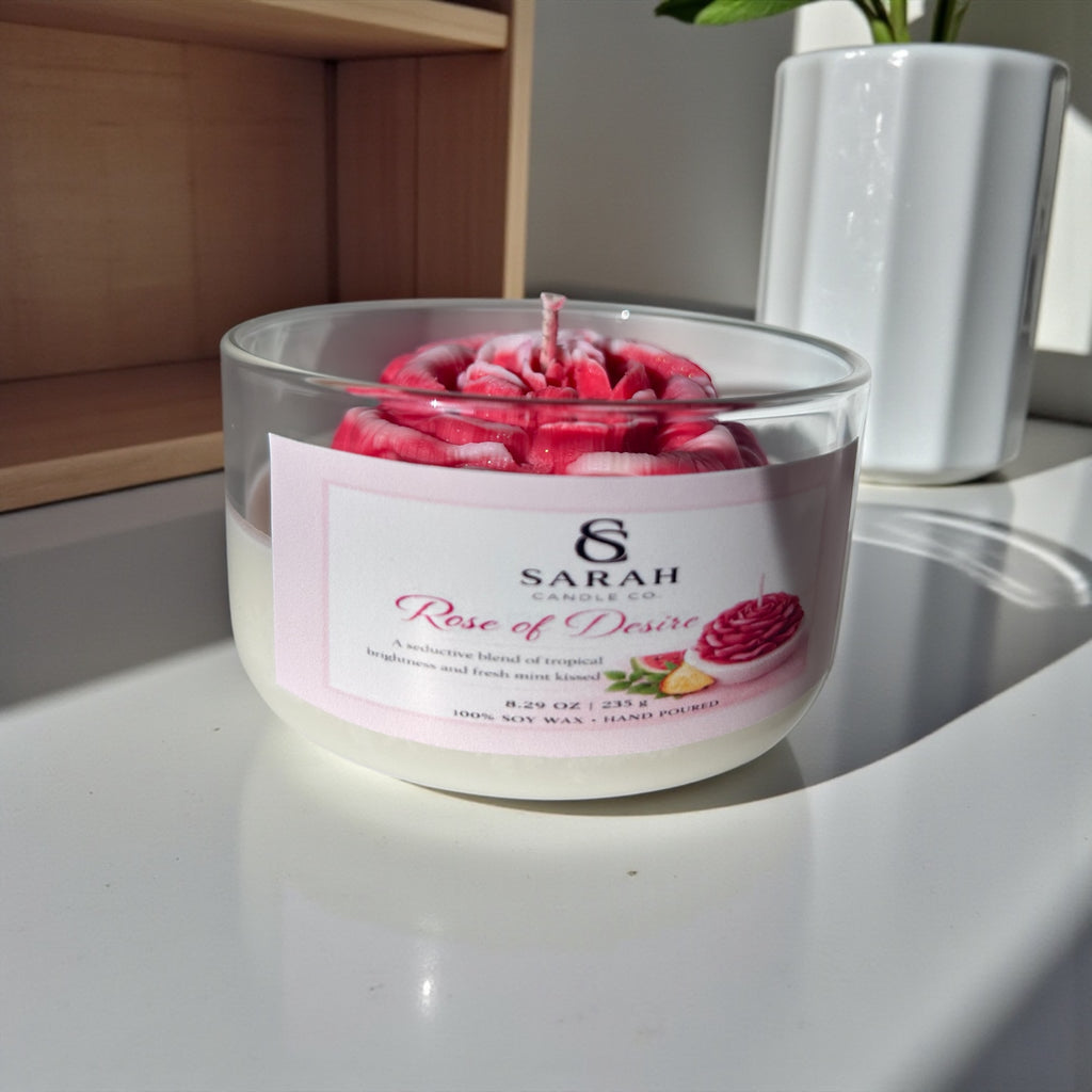 Rose of Desire – Sensual Rose Soy Candle, Romantic Valentine’s Day Gift-8.29oz