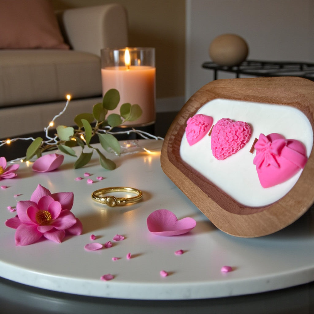 Sweetheart Trio Soy Candle Set – Valentine Candle Trio Gift Set, Romantic Candle Gift, Handmade Soy Candles-24oz