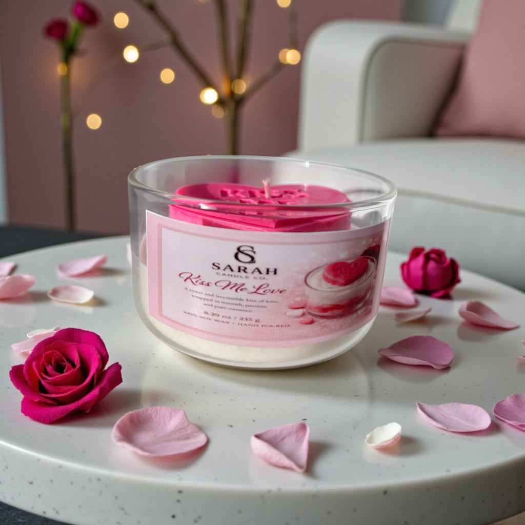 Love & Glow Valentine Gift Box – Luxury Candle Gift Set for Her, Romantic Valentine’s Day Box, Handmade Soy Candles