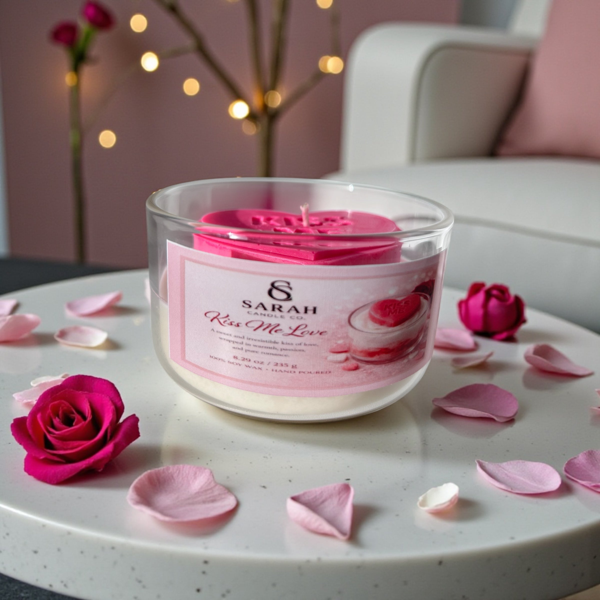 Love & Glow Valentine Gift Box – Luxury Candle Gift Set for Her, Romantic Valentine’s Day Box, Handmade Soy Candles
